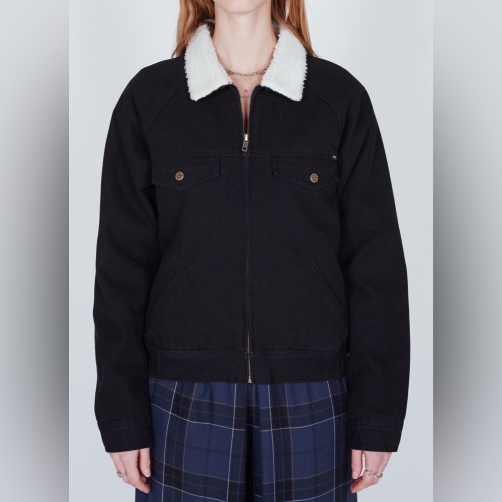 Obey Jeanne Sherpa Jacket Black. Size S. EUC!